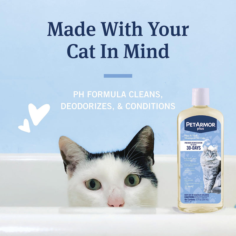 PetArmor Plus Flea and Tick Shampoo for Cats, Kills and Prevents Against Fleas and Ticks, Spring Freesia Scent, 12 fl. oz. 12 OZ - BeesActive Australia