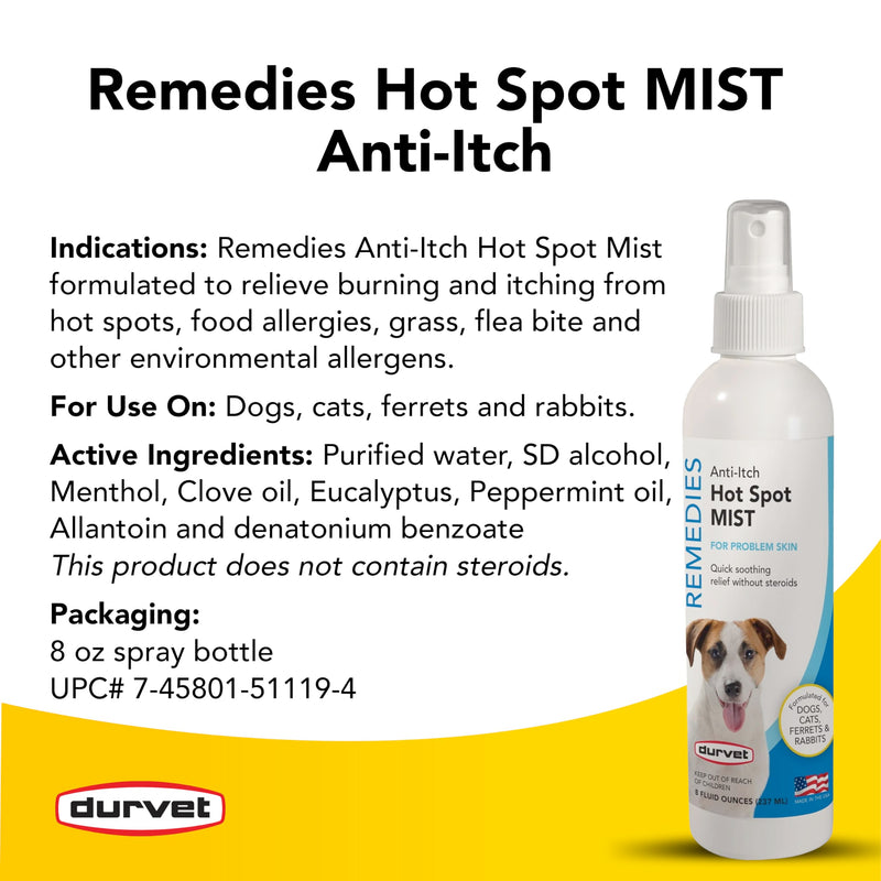 Durvet 011-51119 Naturals Anti-Itch Hot Spot Mist, 8 oz, Clear