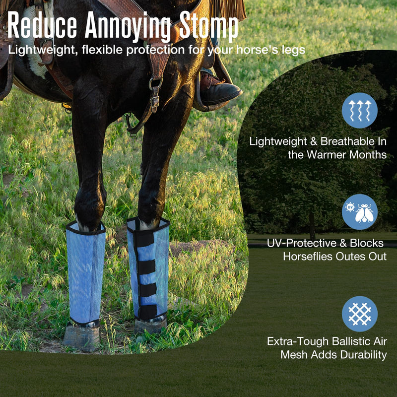 Mesh Fly Boots，Mesh Horse Fly Boots Protective Horse Leg ，Horse Leggings， Breathable Plastic Mesh (Set of 4) (Blue) Blue - BeesActive Australia
