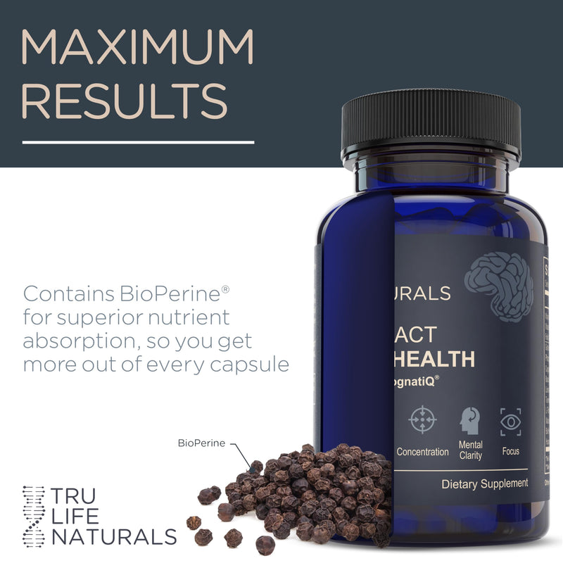 NEUROACT Brain Health Memory, Focus, Concentration, Mental Clarity with CognatiQ, Vitamin B3 & B6 | Manage Stress & Elevate Mood | Holistic Brain Health Formula, Sustained Energy & Well Being