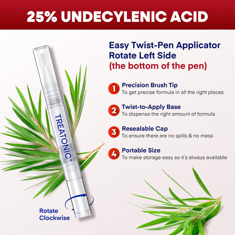 Treatonic Toenail Fungus Treatment Kit: Antifungal Nail Fungus Treatment Extra Strength with 25% Undecylenic Acid (3 Pens) & 32 Night Fungal Nail Patches - Repairs Damaged & Restores Discolored Nails 1-Pack(3 Pens + 32 Patches)