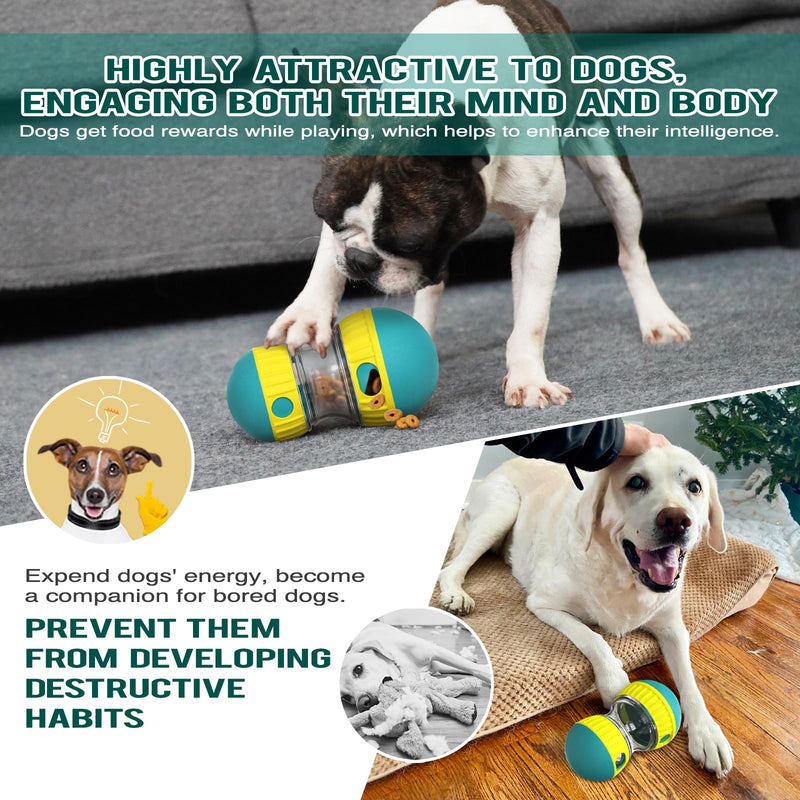 Dog Puzzle Toy Adjustable Treat Dispensing Ball Food Dispenser Tough Slow Feeder Puppy Enrichment Training Toy Pet Interactive Chase Toys for Small Medium Large Dogs to Keep Them Busy Green - BeesActive Australia