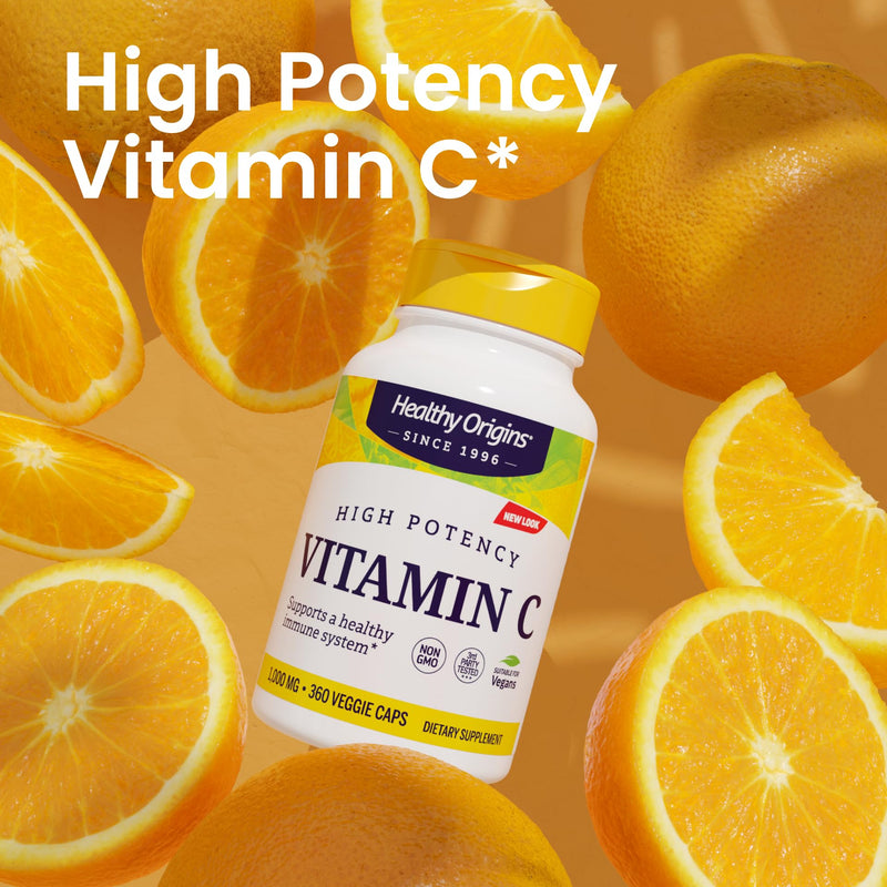 Healthy Origins Vitamin C 1,000 mg, Non-GMO, 360 Veggie Caps 360 Count (Pack of 1)