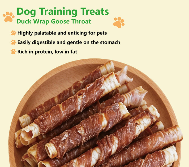 Duck Dog Treats–Duck Wrapped Goose Trachea, 10cm (25-30 Pcs) All Natural Trachea Sticks, Promotes Joint, Hip & Dental Health, High in Protein Low Fat, Dog Chews for Small & Medium Dogs