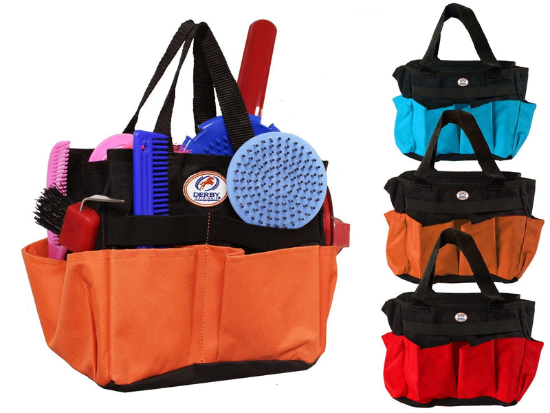 Derby Originals Nylon Horse/Dog Multi Pocket Grooming Tote Bag 8.5" H x 6.5" W x 10" L Turqoise/Black - BeesActive Australia