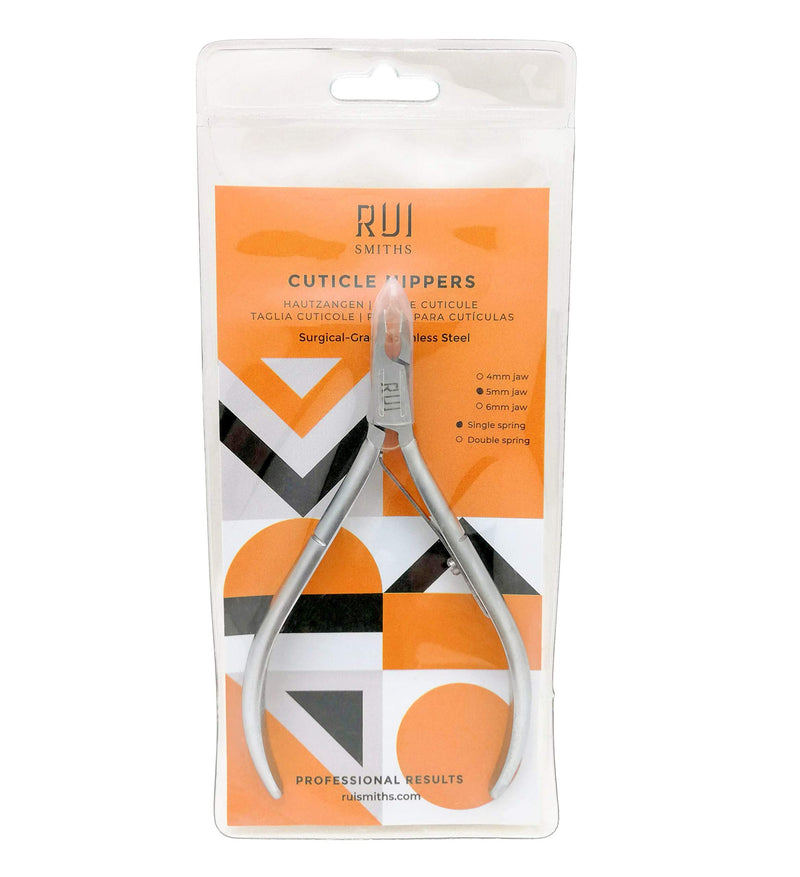 Rui Smiths Professional Cuticle Nippers | Precision Surgical-Grade Stainless Steel Cuticle Trimmer, French Handle, Single Spring, 4mm Jaw (Quarter Jaw) Single Spring 4mm Jaw