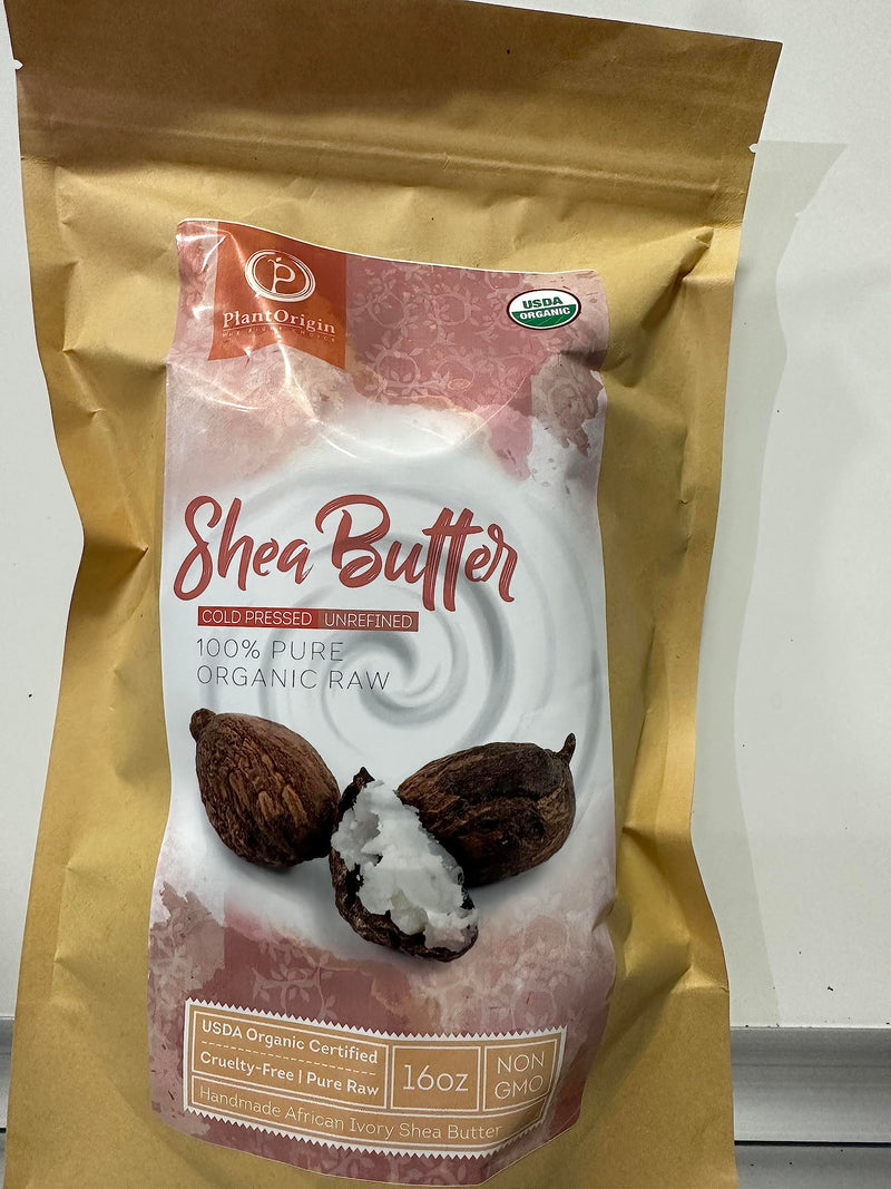 Shea Butter 1 lb | Raw USDA Certified Organic | African Unrefined | Great for Hair, Skin, and your DIY Projects | Soap Making Base, Lip Balm, Stretch Mark Cream.