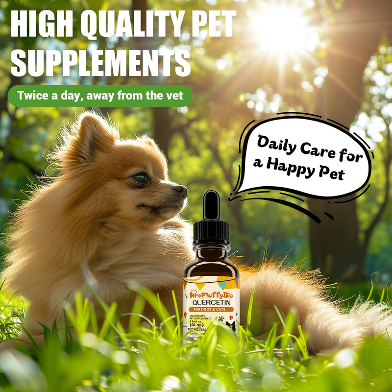 Quercetin for Dogs, Dog Quercetin Liquid Drops, Dog Quercetin Herbal Supplement Support Allergy Relief,Immune Health, Respiratory Health, Skin Health, Gluten Free, Non GMO (60 ml/2 Oz) - 2 Pack