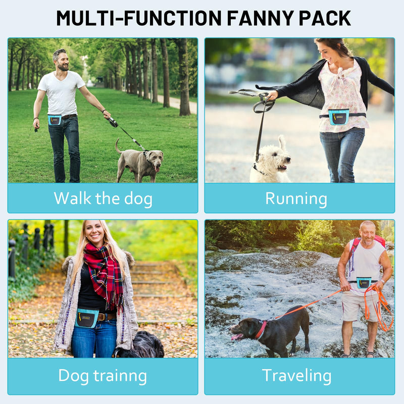 Dog Treat Pouch, Treat Pouches for Pet Training with Dog Training Clicker, Dog Training & Behavior Aids with Magnetic Opening Hands-Free Design and Clip Waist Belt for Pet Walking Training -Black/Blue - BeesActive Australia