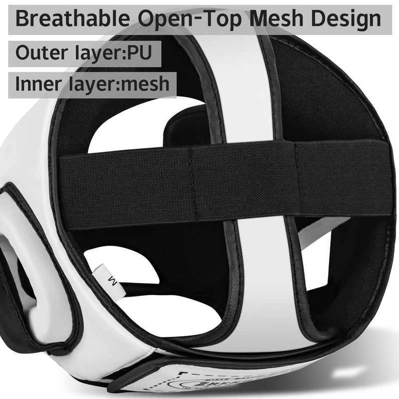 Boxing Headgear Training Sparring Head Guard for MMA, Muay Thai, Kickboxing Trainees, and Boxing for Adult Men White Medium
