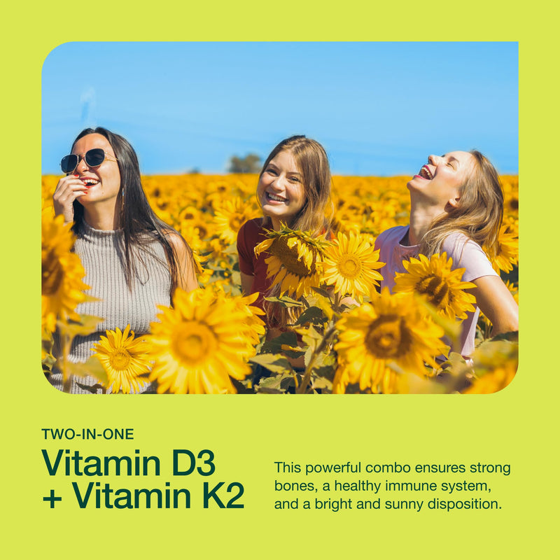 Fresh Nutrition Vegan Vitamin D3 + K2 Capsules - 5000 IU D3 + 100mcg K2 as MK-7 for Optimal Absorption - Immune Health, Bone Health, Mood - Non GMO - 90 Capsules, 3 Month Supply 90 Count (Pack of 1)