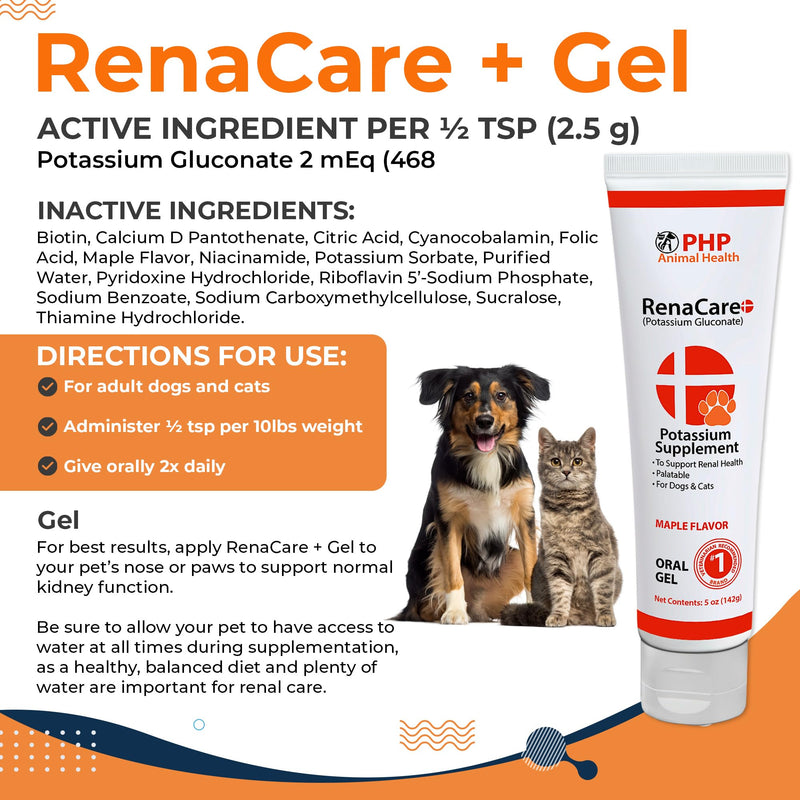 RenaCare K is for Renal K (Potassium Gluconate) Potassium Supplement Gel for Dogs and Cats, (5 oz) with Maple Flavor (Made in U.S.A) 5 oz - PawsPlanet Australia