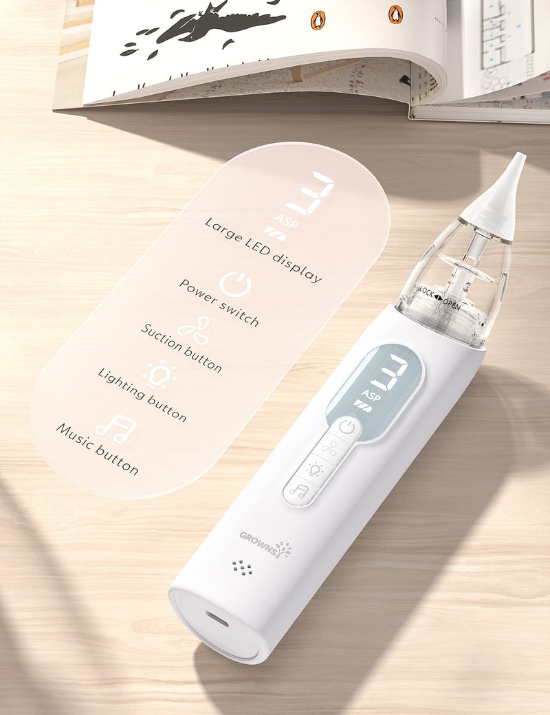 GROWNSY Upgrade Nasal Aspirator for Baby, Rechargeable Baby Nose Sucker, Electric Nose Suction for Baby - BeesActive Australia