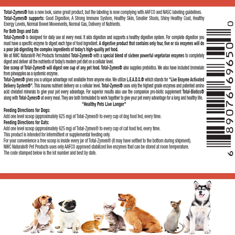 Total-Zymes- Digestive Enzymes for Dogs and Cats - Treats 365 Cups of Pet Food 8 Ounce (Pack of 1) - BeesActive Australia