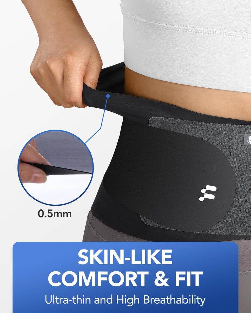 0.5mm Ultra Thin Back Brace with 3D Lumbar Pad, Seamless Yoga Fabric, Lightweight Back Brace for Women Men, Lower Back Pain, Sciatica, Posture, Back Support for Wearing Under Clothes, FSA Eligible L Black - BeesActive Australia