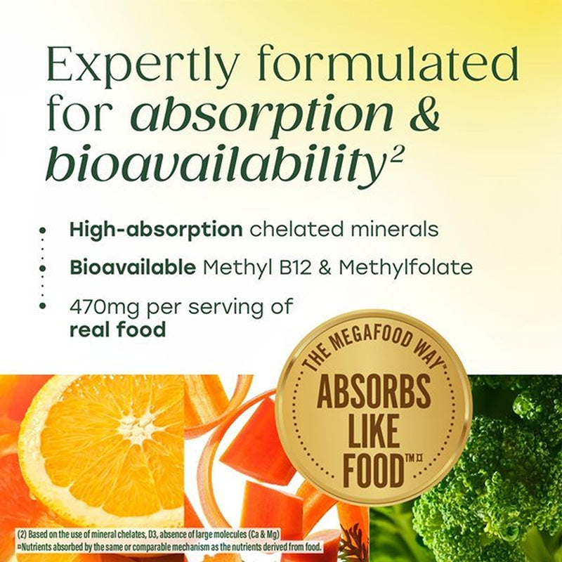 MegaFood Advanced Multivitamin for Men, Doctor Formulated, 120 Tablets | Immune Support, Cellular Energy, Heart & Brain Health, Choline, Methylfolate, Vitamin C, D3, Zinc, Vegetarian, 60 Servings 120 Count (Pack of 1)