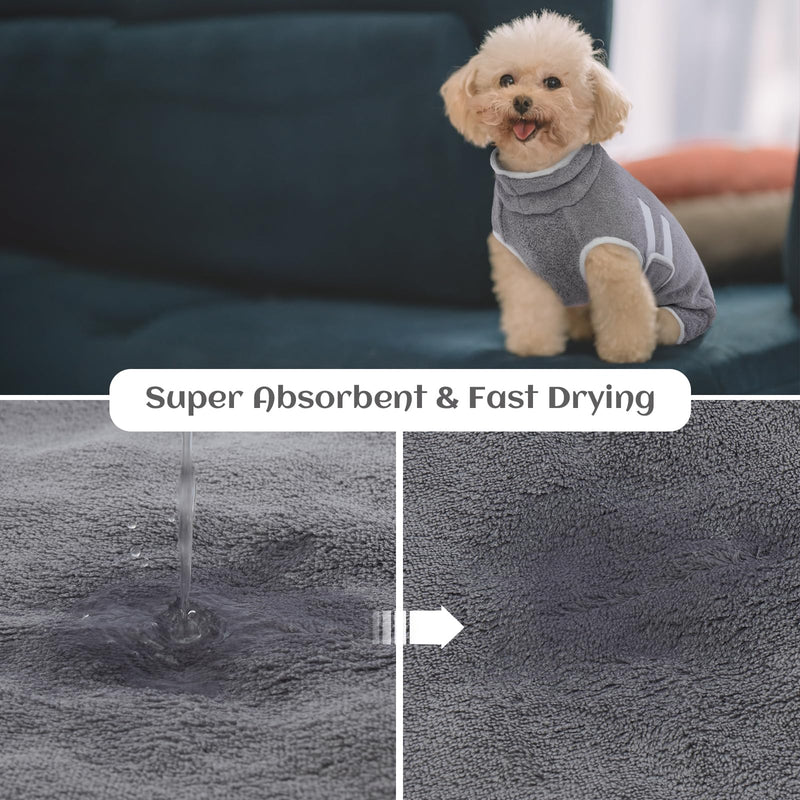 Hjumarayan Dog Bathrobe - Absorbent Bathrobe Dog Quick Drying Dog Bathrobe with Legs Adjustable Dog Bathrobe after a Bath, Swimming or Muddy Adventure, Gray S - BeesActive Australia