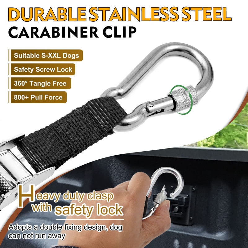 Truck Bed Dog Leash System, Dog Pickup Tether Tie Down, Dog Car Harness Belt Heavy Duty, Pick-Up Restraint Lead Adjustable, Dog Truck Leash for Dogs Up to 150lbs, Dog Truck Bed Barrier Tie Down Out For 1 Dog - BeesActive Australia