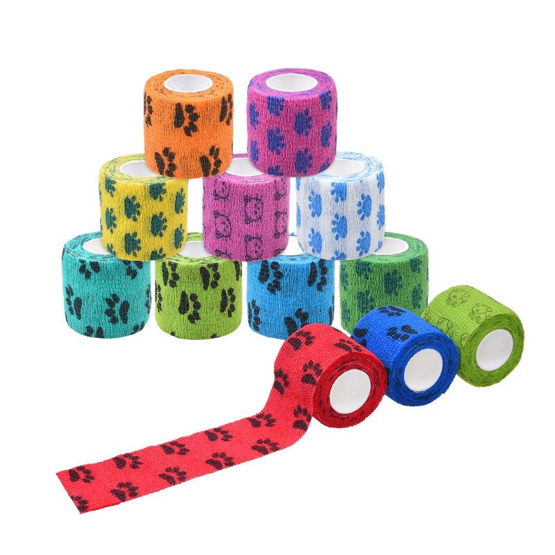 Eco-Fused Self Adhesive Bandage - Injury Tape for Pets, Dogs, Cats, Horses - Pack of 12 - Dog Leg Bandage - Prevents Licking - Does Not Stick to Fur Pack of 12 - BeesActive Australia