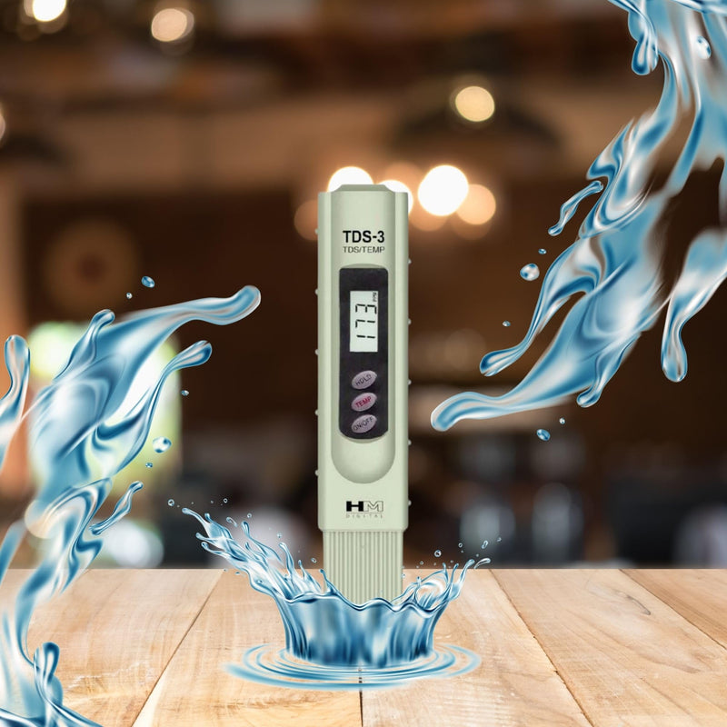 HM Digital TDS-3 Handheld TDS Meter With Carrying Case, 0 - 9990 ppm TDS Measurement Range, 1 ppm Resolution, +/- 2% Readout Accuracy - BeesActive Australia