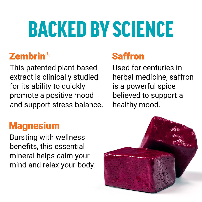 Force Factor Happy Mood, Mood Support & Balance Supplement | Support Happiness, Positivity & Stress Relief, Magnesium, Saffron, Zembrin, Non-GMO, Tropical Fruit Flavor, 30 Soft Chews 30 Count (Pack of 1)