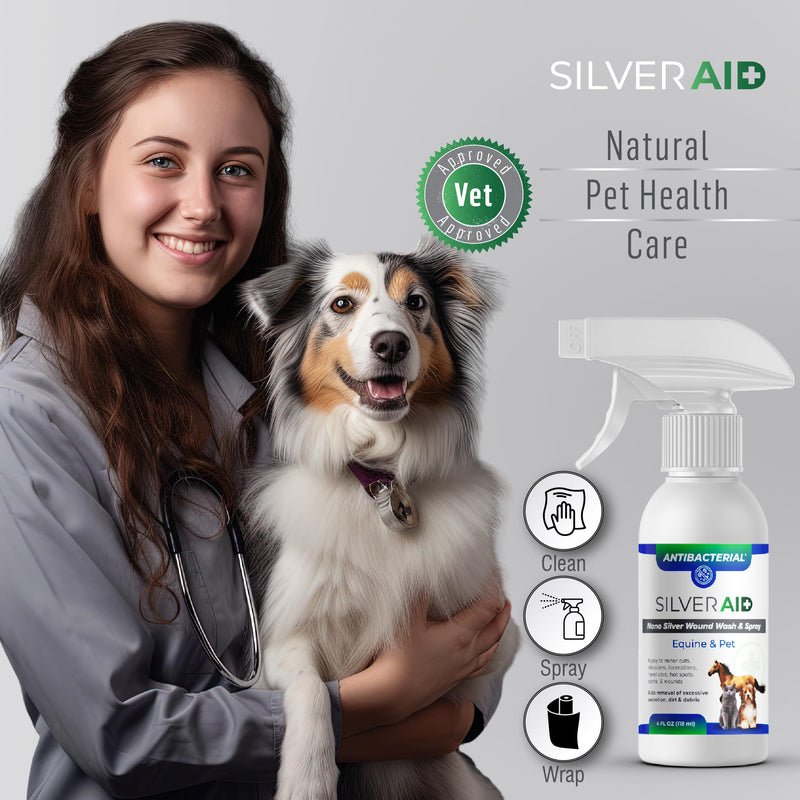Wound & Skin Spray, Patented Colloidal Silver Spray, Hot Spot Treatment for Dogs, Cats, Horses, Relief of Itching, Irritations, Burns, Minor Cuts, Coat Care, Vet Recommended, Made in USA - BeesActive Australia
