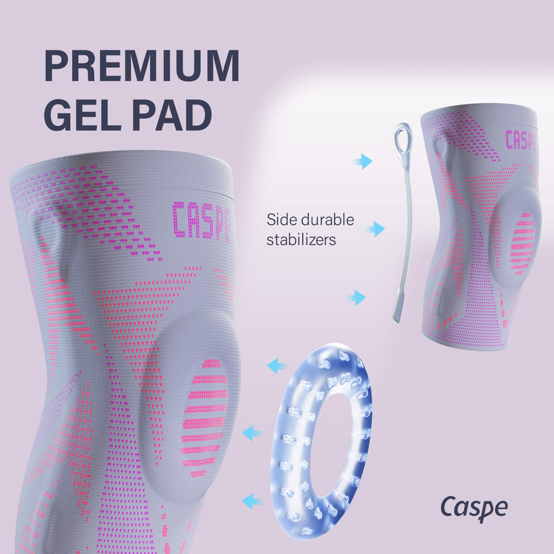 Caspe 1 Pack Compression Knee Brace for Women & Men – Pain Relief Support with Patella Gel Pads & Side Stabilizers – Knee Sleeve for Running, Workout & Arthritis (Pink, Small) Pink