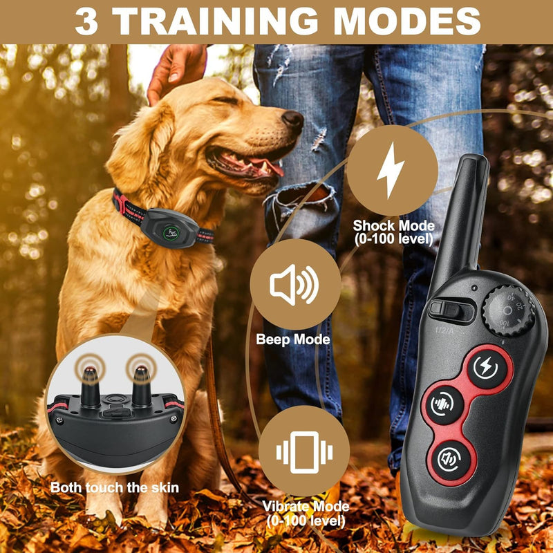 Dog Shock Collar - 2 in 1 Bark Collar with Remote, w/3 Remote Training Modes, Beep, Vibration 1300Ft Dog Training Collar for for Small Medium Large Dogs (DB4001B) DB4001B - BeesActive Australia