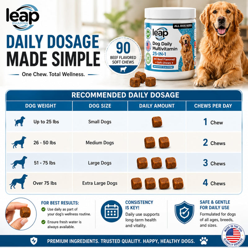 Multivitamins &Supplements for Dogs - Krill Oil, Omega 3,6,9, pre&probiotics, Essential Vitamins, for Hip & Joints, Skin &Coat,Digestive, Immunity Support (90 Chews)