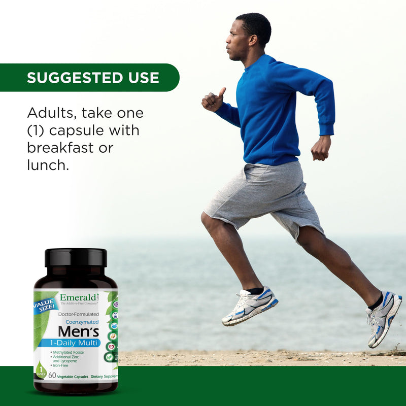 EMERALD LABS Men's 1-Daily Multi, 60 Capsules | Multivitamin with Coenzymated B Vitamins - Heart Health, Muscle Function & Overall Wellness Support - Non-GMO & Vegetarian 60 Count (Pack of 1)