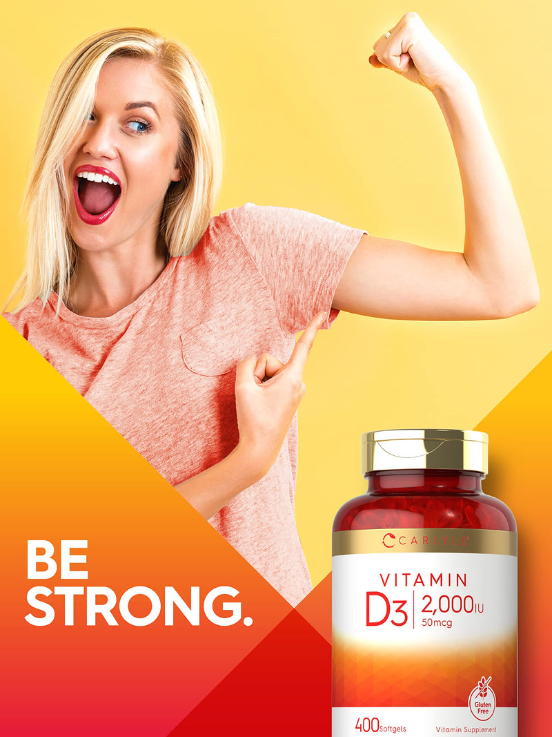 Carlyle Vitamin D3 2000IU Softgels | 400 Count | Non-GMO, Gluten Free Formula | 50 mcg | Vitamin D Supplement - BeesActive Australia