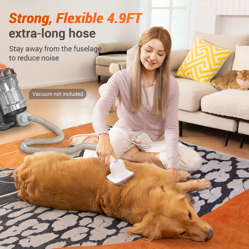 Afloia Dog Brush Vacuum Attachment, Cat Brush, Pet brush Innovative Pet Grooming kit, 1-1.5'' Hoses Diameter Universal Adapter Compatible with Most Round Vacuum Cleaners like Bissell, Eureka etc. Orange - BeesActive Australia