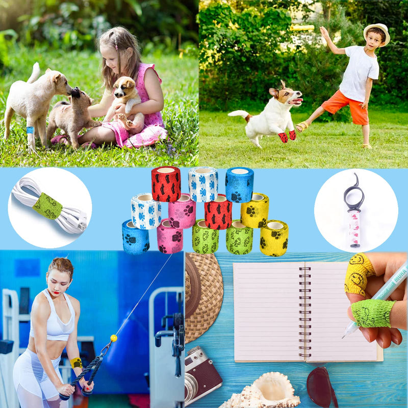 12 rolls of self-adhesive bandage, self-adhesive bandage, elastic and breathable bandage, the adhesive bandage for dogs, cats, wrists, ankle sprains and swelling (6 colors 5 cm x 4.5 m) 6 colors 5 x 4.5 - BeesActive Australia