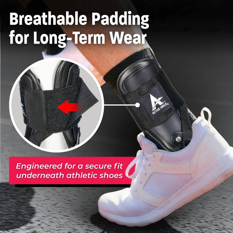 Active Ankle T2 Ankle Brace, Medium, Black, Rigid Support for Men 7-10 & Women 8-11 Shoe Size, Adjustable Brace for Sprained Ankle, Volleyball & Cheerleading, Lightweight EVA Padding, Fits Left or Right Foot - BeesActive Australia