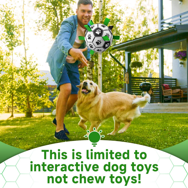 QDAN Dog Toys Soccer Ball with Straps, Interactive Dog Toys for Tug of War, Puppy Birthday Gifts, Dog Tug Toy, Dog Water Toy, Durable Dog Balls World Cup for Small & Medium Dogs（6 Inch） Medium Size 2 Dark Green - BeesActive Australia