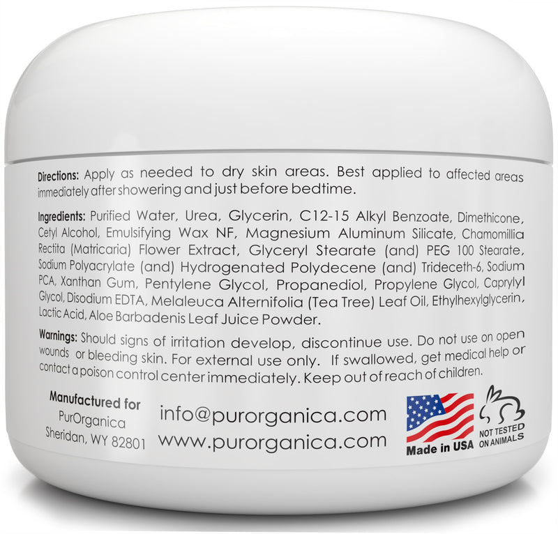 PurOrganica Urea 20% Healing Cream 4 oz - Best Callus Remover - Moisturizes and Rehydrates Hands, Feet and Knees to a Healthy Appearance - Soothes and Softens Thick, Cracked, Rough Dead and Dry Skin UREA 20% - BeesActive Australia
