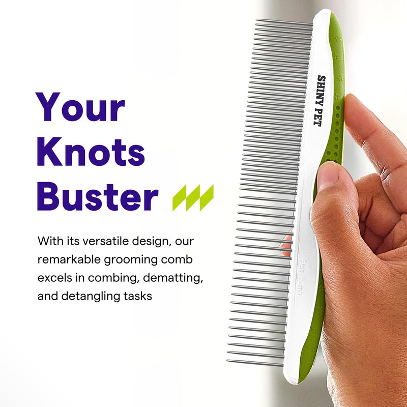 Dog Comb for Removes Tangles and Knots - Cat Comb for Removing Matted Fur - Grooming Tool with Stainless Steel Teeth and Non-Slip Grip Handle - Best Pet Hair Comb for Home Grooming Kit - Ebook Guide - BeesActive Australia