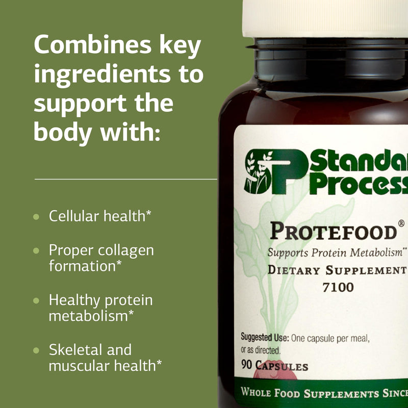 Standard Process Protefood - Protein Metabolism Support Supplement - Aids Bone & Immune Health - Whole Food-Based Supplement for Cellular Health Support - Includes Calcium & Vitamin C - 90 Capsules