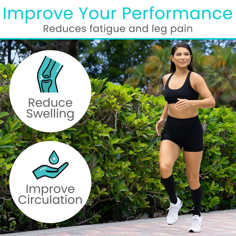 Vive Knee High Compression Socks for Women & Men – 15-20mmHg Medical Medium Black