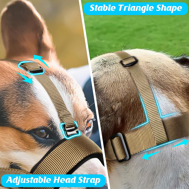 HEELE Dog Muzzle with Headband Soft Padded No Rubbing Dog Muzzle Adjustable Loop Dog Muzzle Anti Biting Chewing Muzzle for Large Dogs Brown XL XL (Pack of 1) - BeesActive Australia