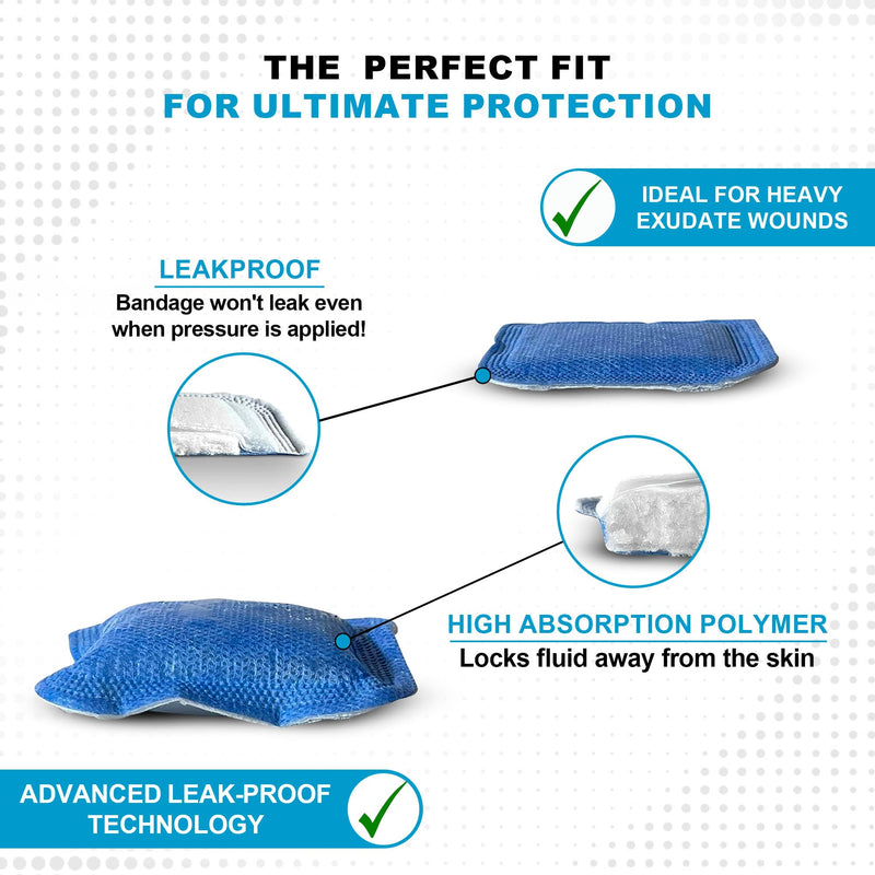 MedVance Super Absorbent Dressing, Non-Adhesive Pads for Wound Care, for Pressure Ulcers & 1st/2nd Degree Burns, Superior Moisture Absorption, Box of 10 dressings (6"x6" Bandage, 5"x5" Pad) 6"x6" 10 Pack