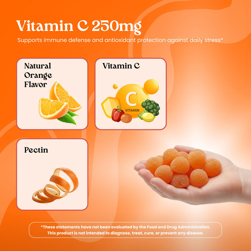 Vita Globe Vitamin C 250mg Gummies with Collagen, Immune Support, Non-GMO | Chewable Vitamin C Supplement for Adults, Vegan Daily Immune Booster, 60 Gummies 60 Count (Pack of 1)