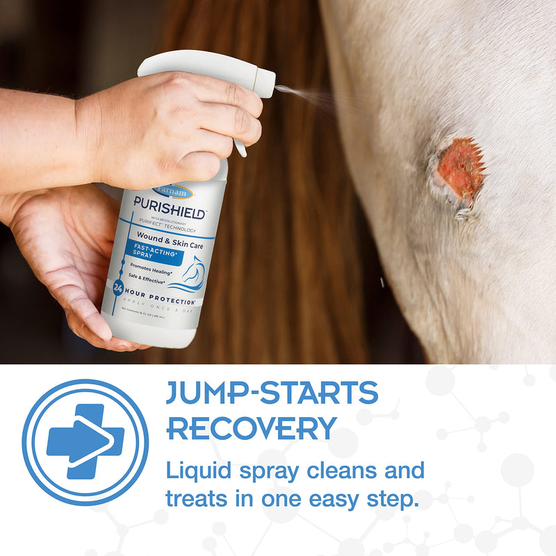 Farnam Purishield Wound & Skin Care Fast Acting Spray, Cleans and Treats Wounds on Horses, Dogs, Cats & Livestock 16 Ounces Wound Spray - BeesActive Australia