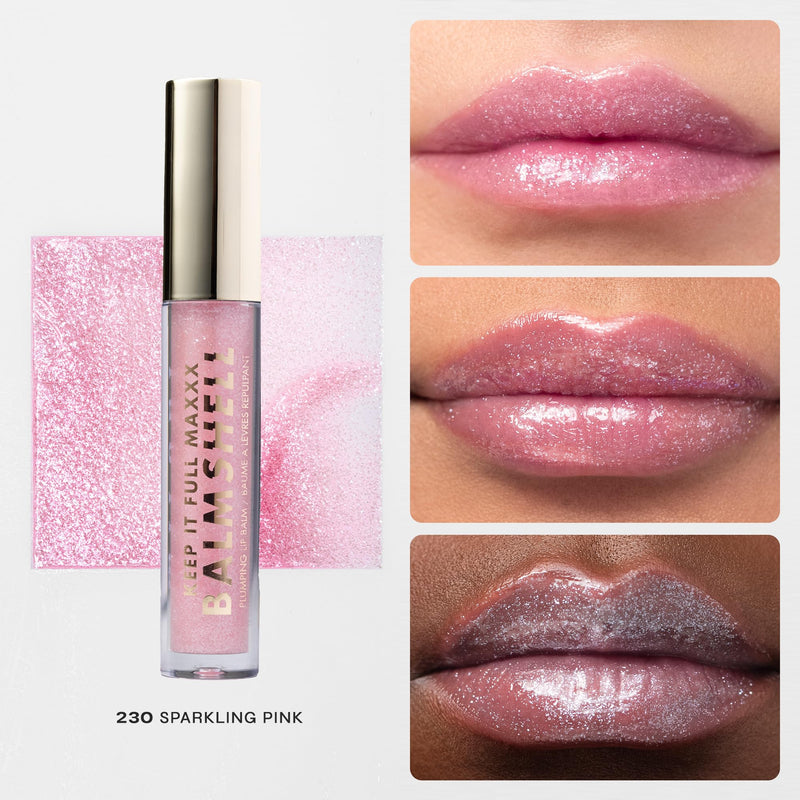 Milani Keep It Full Maxxx Balmshell Lip Plumper Gloss - Sparkling Pink | Moisture-Rich Lip Plumper With Pout-Maximizing Heat And A Soft-Shine Finish. Made With A Blend Of Vitamin E-Rich Oils. 0.15 Fl Oz (Pack of 1)