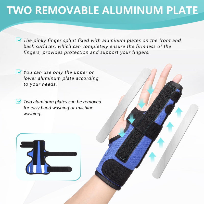 Boxer Fracture Splint, Pinky Finger Splint, Adjustable Two Finger Brace for 4th or 5th Finger, Metacarpal Splint Hand Brace for Arthritis Fracture Broken Mallet Dislocated Trigger Finger(S/M) S/M