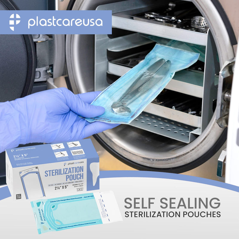 1000 2.25 x 4 Inch Self Sterilization Autoclave Pouches for Cleaning Tools, Sterilizer Bags for Dental Offices, Pouch for Dentist Tools, 5 Boxes of 200 1000 - BeesActive Australia
