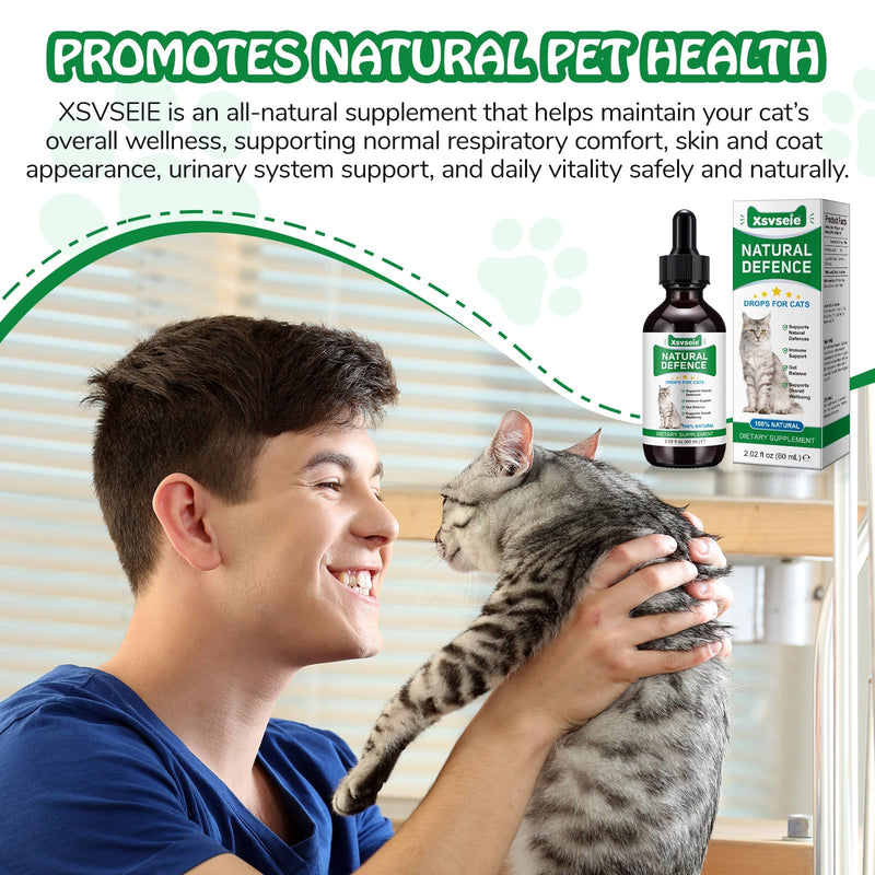 Antibiotics for Cats, Cat Antibiotics for Infections, Natural Antibiotics for Cats Immune Drops Help Supports Allergies, Itching, Coughs, Skin, 60ml, Bacon Flavor (1 Pack) 1 Pack