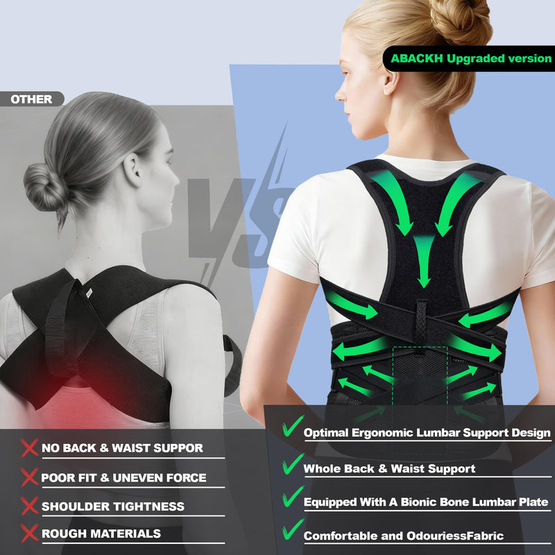 Upgraded Back Brace Posture Corrector for Women and Men - Adjustable Back Brace with Bionic Bone Lumbar Panel for Upper & Lower Back Pain Relief, Sciatica, Herniated Disc XXL(42-46Inch) XX-Large(42-46 Inches) - BeesActive Australia