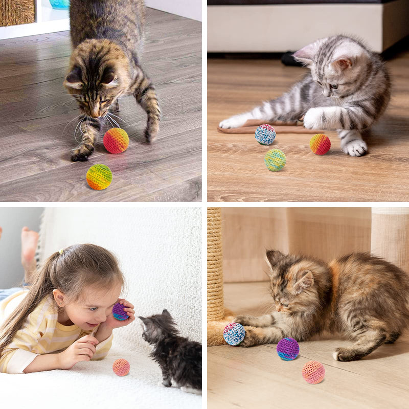 Retro Shaw Cat Toys Balls, Woolen Yarn Cat Ball Toy with Bell Inside, Cat Toys for Indoor Cats, Interactive Cat Chew Toys for Kitty Kitten, 6 Pack Multicolor - BeesActive Australia