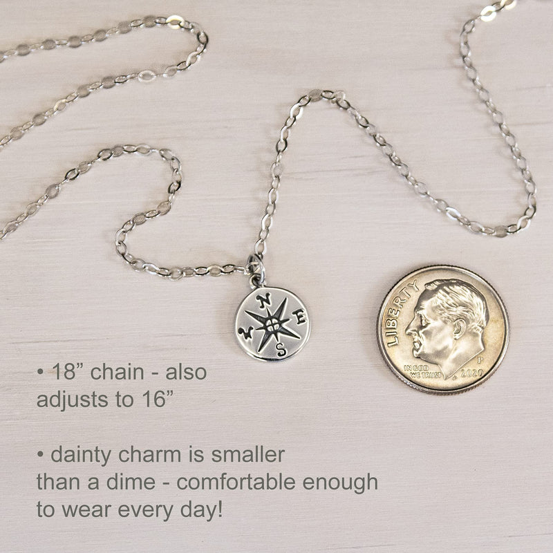 EFYTAL Graduation Necklace 2022, Sterling Silver or Gold Plated Compass, High School or College Graduation Gift for Her, Farewell Gift for Women 925 Sterling Silver